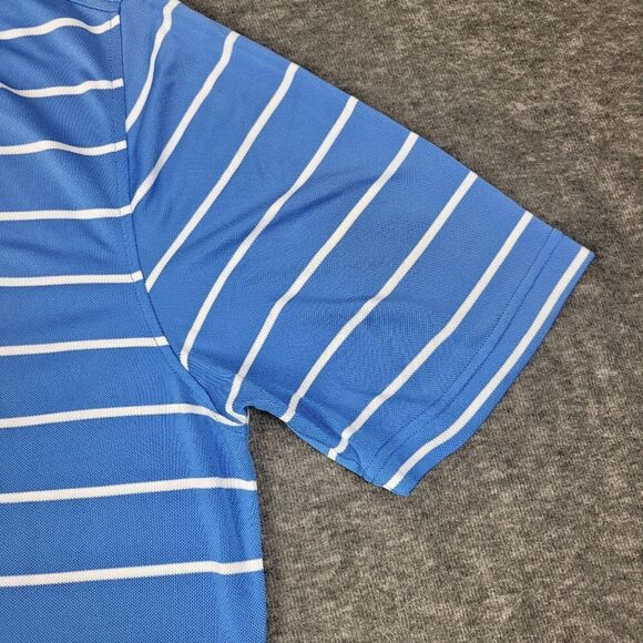 Footjoy Mens Size M Golf Polo Shirt Striped Blue White Golf Active Sport Great - Picture 4 of 11